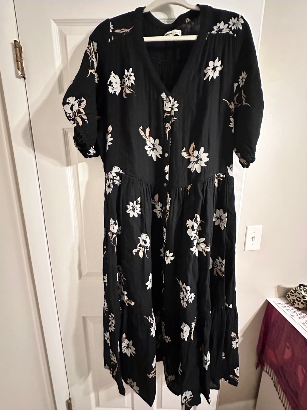 Sonoma Black Floral Maxi Dress